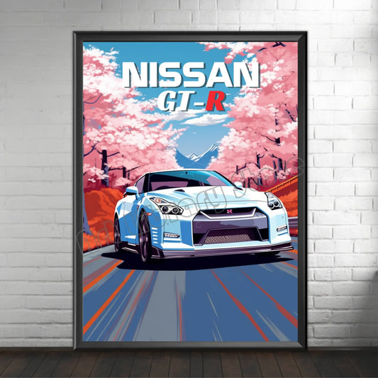Retro Poster Canvas Painting Japanese Car 1990s Classic Car Nissan Skyline GT-R R34 Wall Art Pictures Home Interior Decor