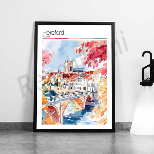 Inverness, Hereford, Dundee, Derby, Chester, Cardiff, Blackpool, Birmingham, Belfast, Basingstoke England UK travel art poster