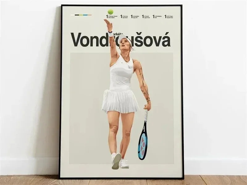 Legends of Tennis Poster | Modern Aesthetic Tennis Art | Markta Vondrouov Design | Sports-Themed Wall Decor