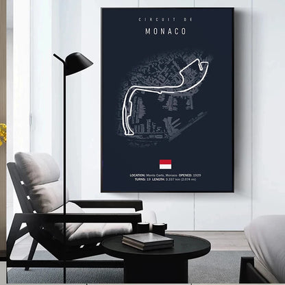 Laguna Seca Race Track Map | Wall Art | Motorsport Poster | Home Decor | High-Quality Print | Gift for Race Enthusiasts | Modern Artwork | Living Room Decor