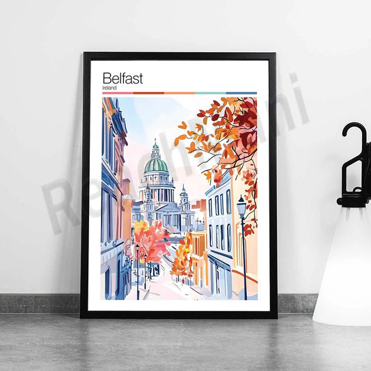 Inverness, Hereford, Dundee, Derby, Chester, Cardiff, Blackpool, Birmingham, Belfast, Basingstoke England UK travel art poster