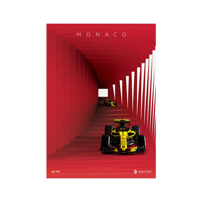 Monaco F1 Poster | Minimalist Red Canvas Art | Modern Racing Wall Decor | Living Room & Home Bar Decor | Motorsport Style