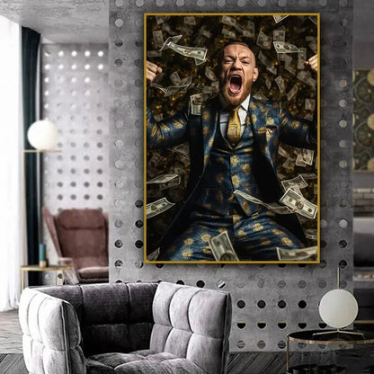 Conor McGregor Poster | Inspirational Boxing Art | Professional Print for Gym Decor | UFC Enthusiast Wall Art | Raining Money Theme