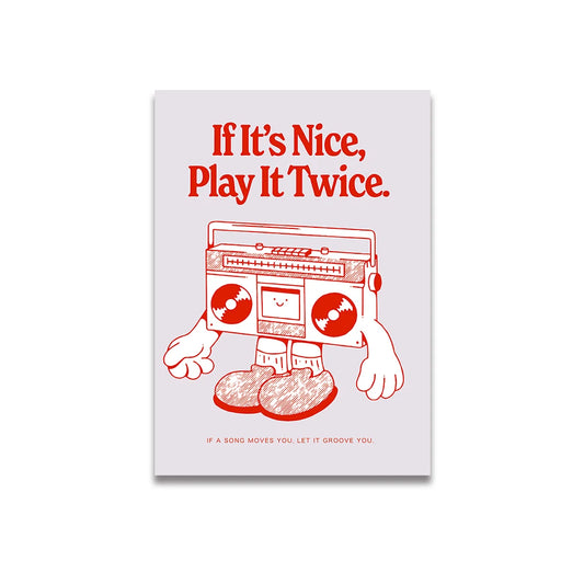 Play it Twice | Simplicity Vintage Poster | Pink Cartoon Canvas Print Wall Art | Home Decor for Living Room & Bedroom