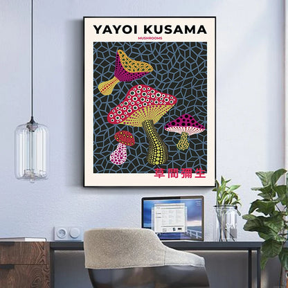 Yayoi Kusama Art Poster | Mushrooms Design | Home Wall Decor | Visual Artwork | Garden-Inspired Artwork