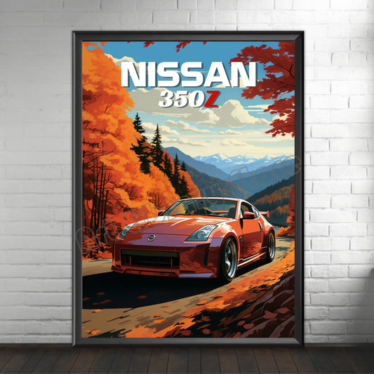 Retro Poster Canvas Painting Japanese Car 1990s Classic Car Nissan Skyline GT-R R34 Wall Art Pictures Home Interior Decor