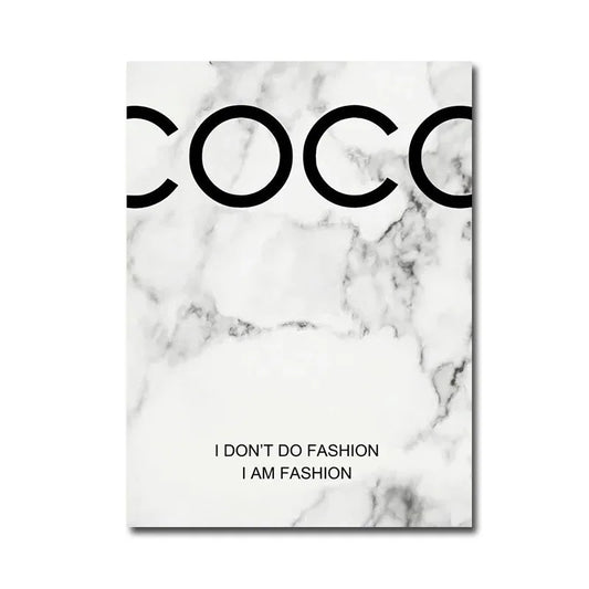 Coco Chanel Quote Poster | Marble Design | Inspirational Decor | "I Don't Do Fashion, I Am Fashion"