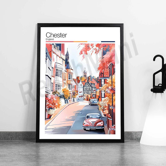Inverness, Hereford, Dundee, Derby, Chester, Cardiff, Blackpool, Birmingham, Belfast, Basingstoke England UK travel art poster