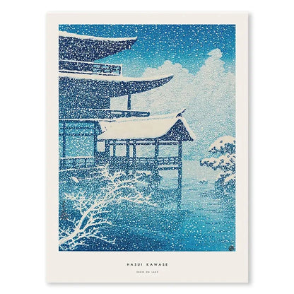 Hasui Kawase | Snow on Lake | Vintage Ukiyo-e Winter Landscape