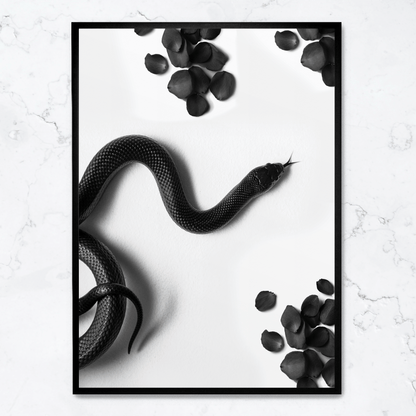 Black Snake Roam | Wildlife Art Print | Nature Illustration Poster | Wall Decor | Home Decoration | Snake Artwork | Animal Poster