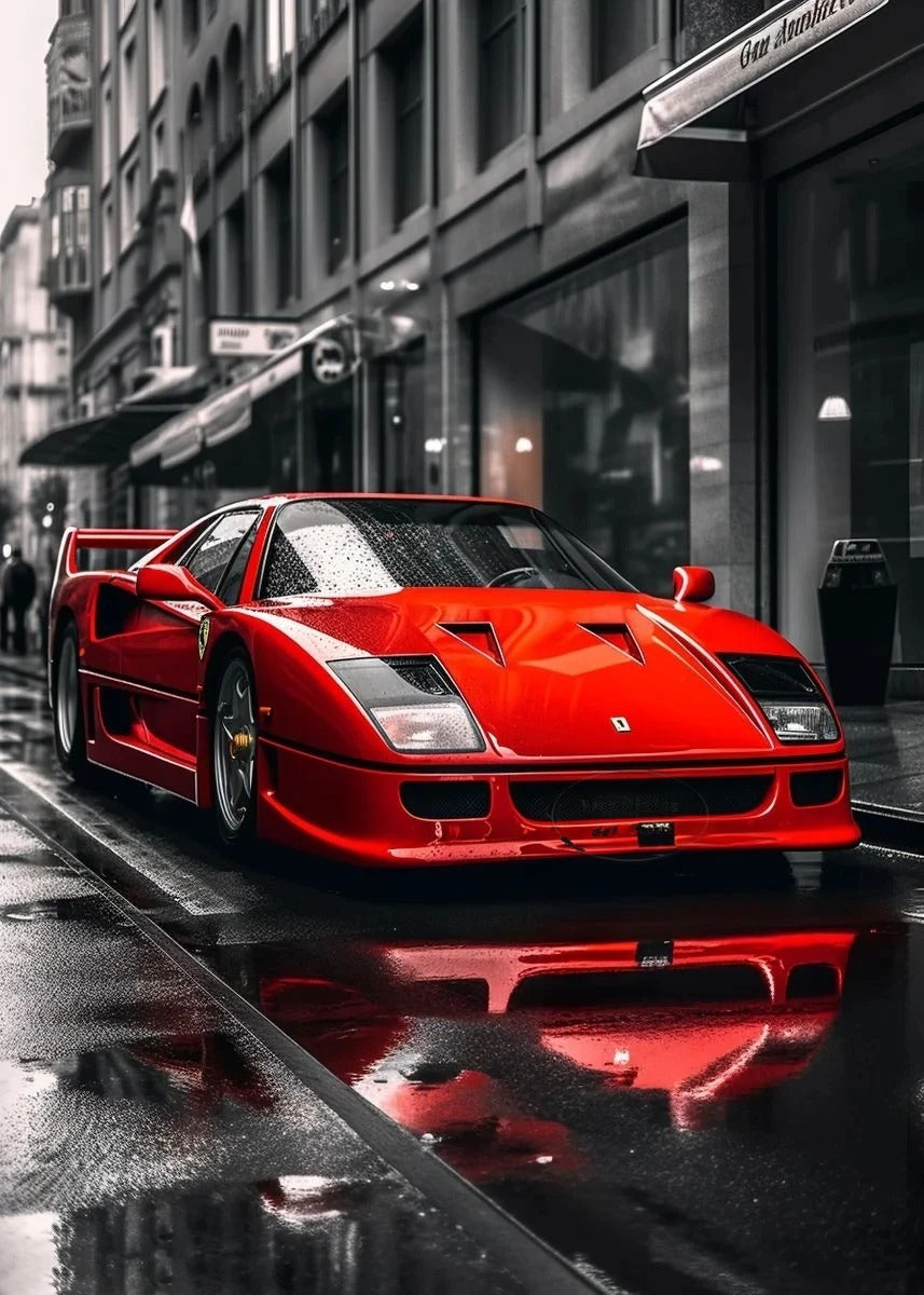 Red Black Ferrari F40 | Luxury Car Art