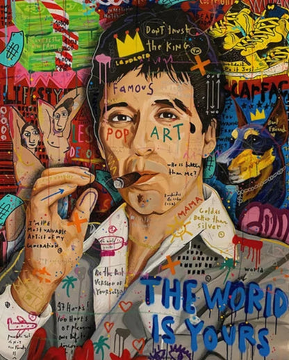 Abstract Graffiti Art Poster | Tony montana Portrait | Al pachino | Street Pop Wall Art for Living Room Decor