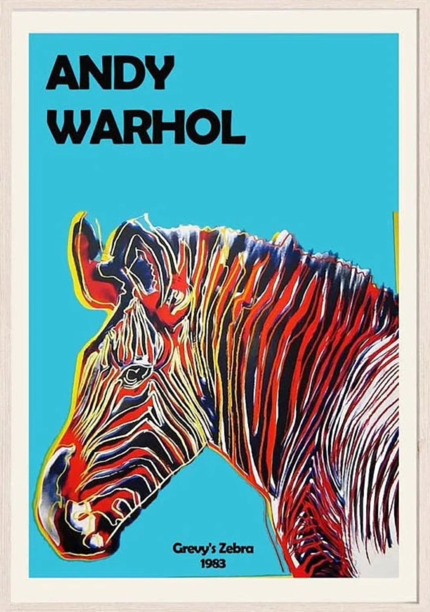 Andy Warhol | Grevy's Zebra 1983 Poster | Pop Art Wildlife | Colorful Animal Wall Decor | Artwork for Home & Garden