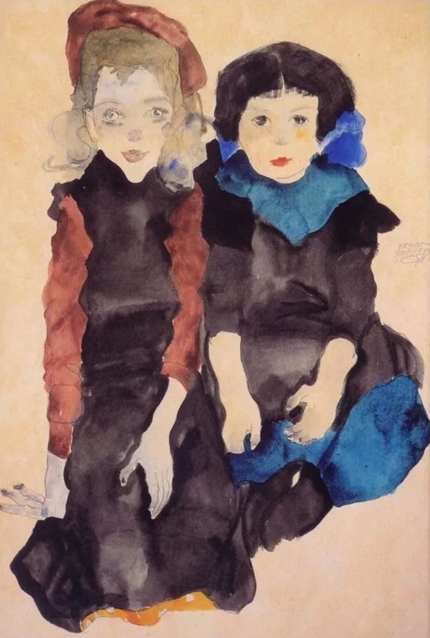 Egon Schiele | Sisters in Expression | Childhood Portrait