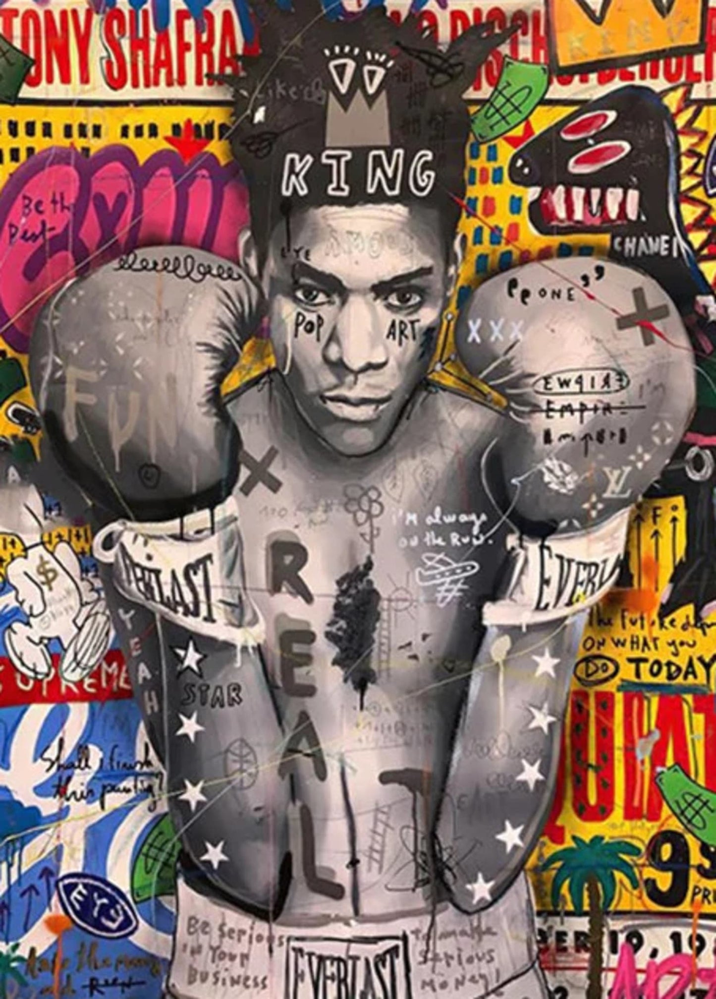 Abstract Graffiti | Queen of England Portrait | Street Pop Art Canvas | Poster for Living Room Decor