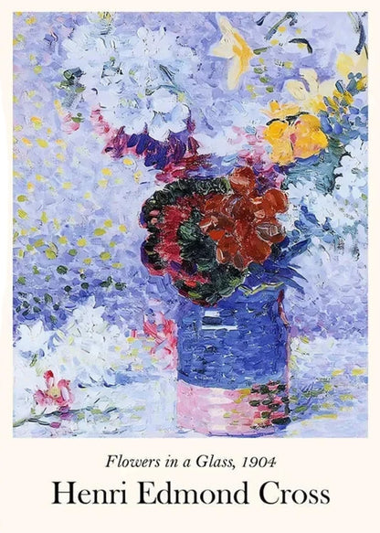Henri Edmond Cross | Flowers in a Glass Poster | Fine Art Print | Decorative Wall Art | Impressionist Floral Design | Home Decor |