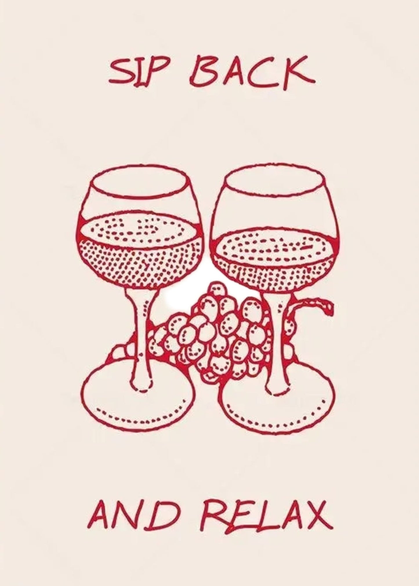 Hand Drawn Minimalist Poster | Sip Back & Relax Design | Art Decor for Home & Garden | Tranquil Wall Art
