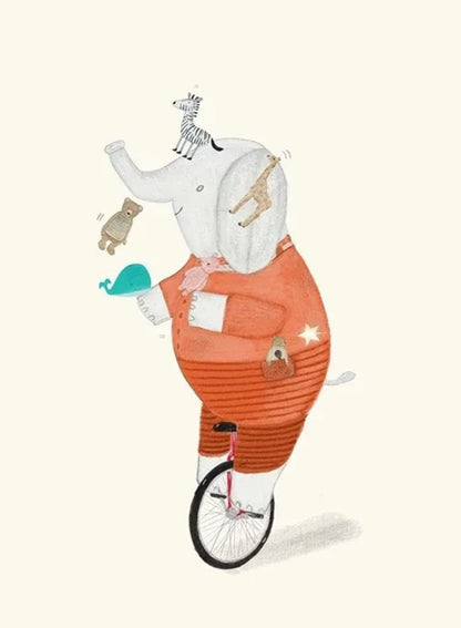 Poster | Elephant's Unicycle Jamboree | Whimsical Animated Adventures | Decor Art | Joyful Journey | Home Wall Art