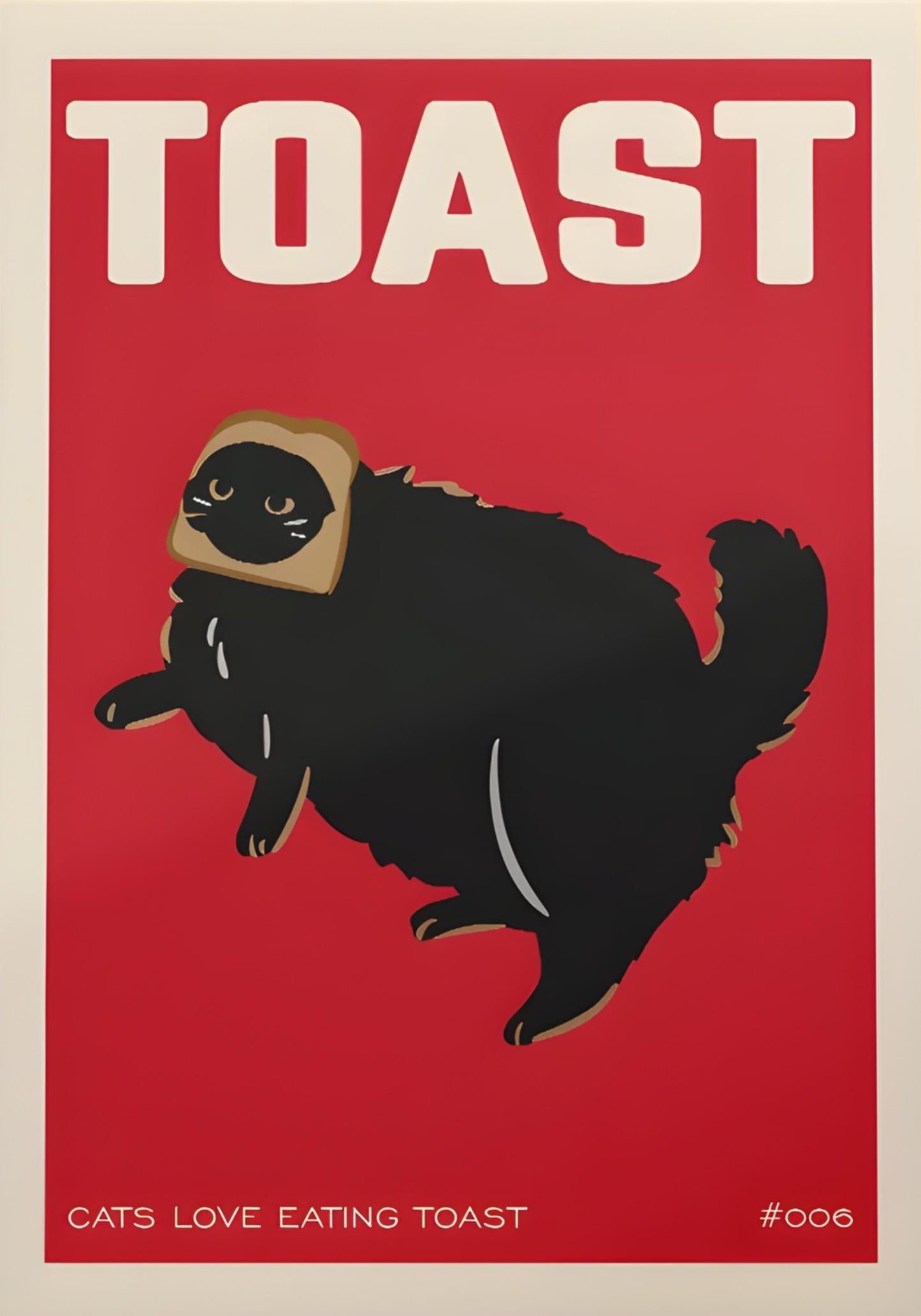 Vintage Big Cat Kitchen Art | Red Toast