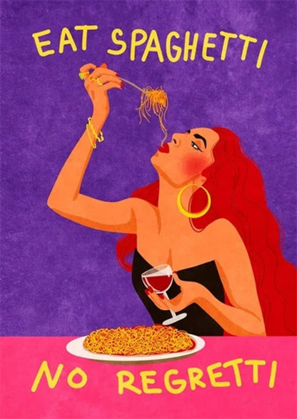 Eat Spaghetti No Regretti | Vibrant Kitchen Art