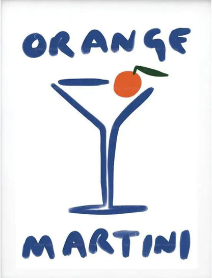 Minimalistic Orange Martini Cocktail Poster | Modern Wall Art | Home & Garden Decor | Unique Visual Artwork