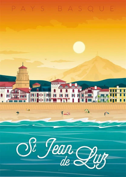 Iconic Destinations Poster | Saint Jean de Luz Beauty | France Travel Art | Home Decor Artwork