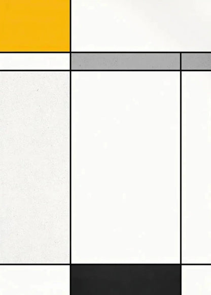 Piet Mondrian Poster | Composition in Black, White, Yellow, and Gray | Modern Art Print | Abstract Wall Decor