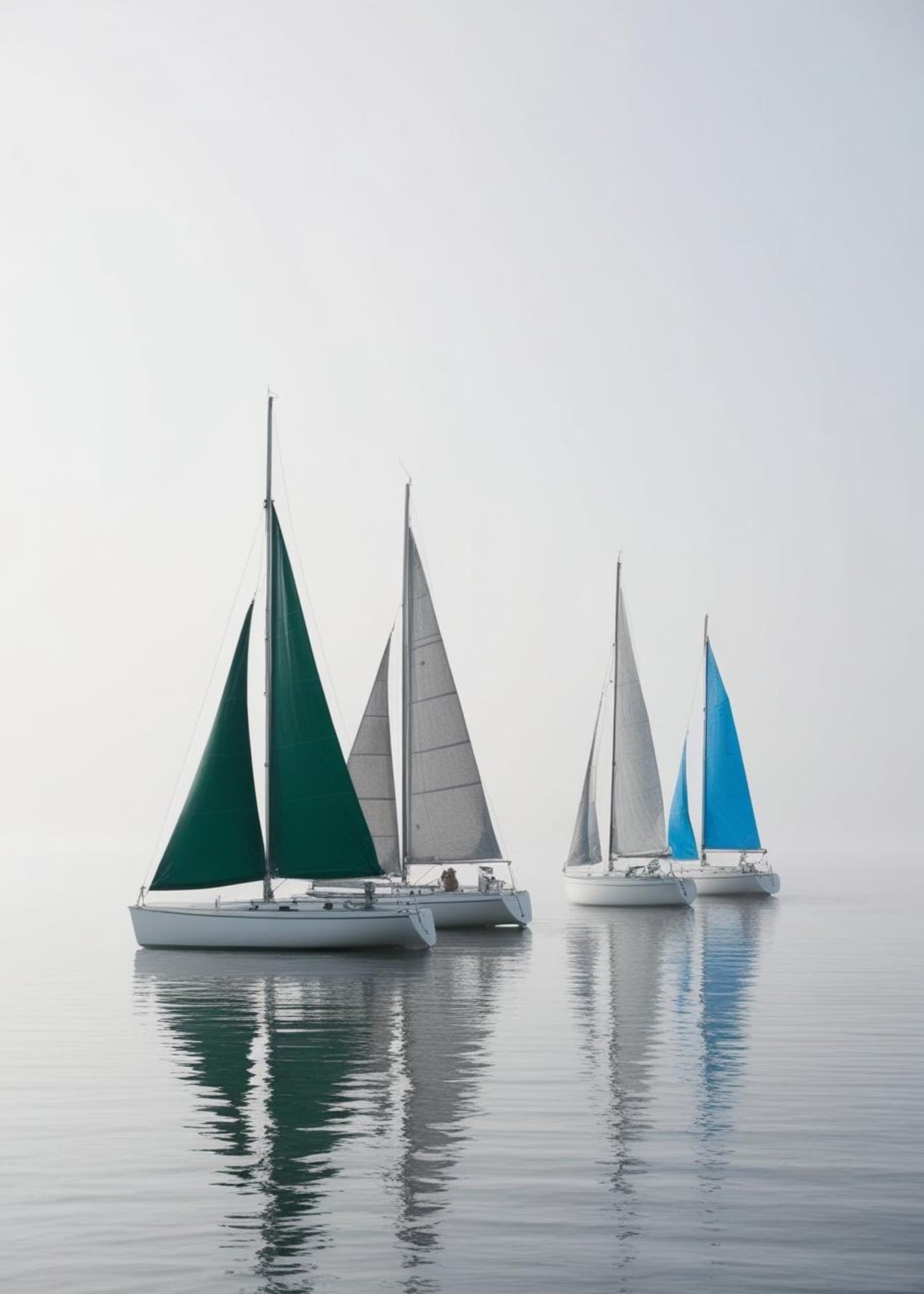 Sailing Boats Poster | Three Colorful Boats at Sea | Nautical Art | Vertical Wall Decor | Home & Garden Artwork