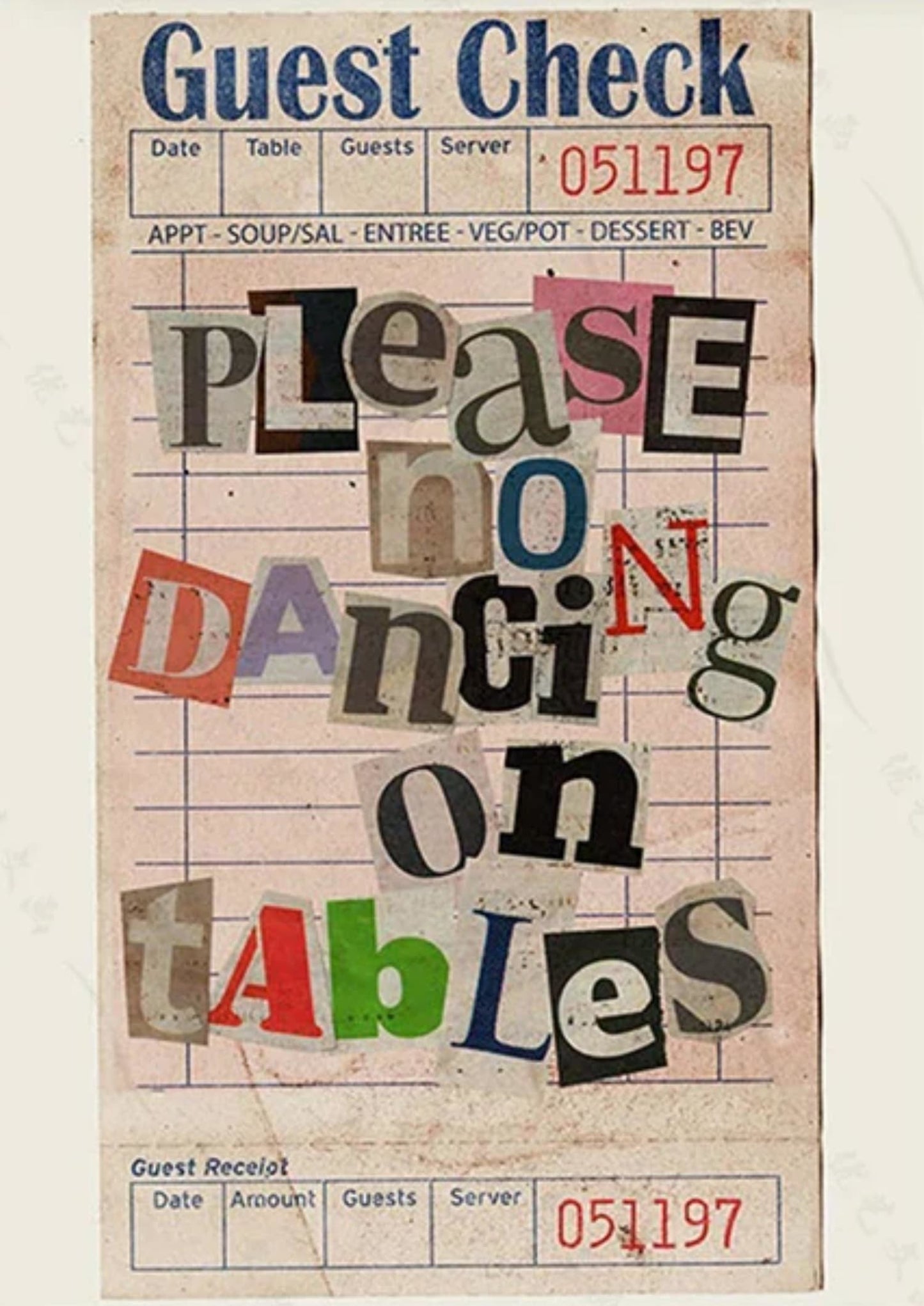 No Dancing on Tables | Vintage Kitchen Art