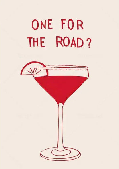 Hand Drawn Minimalist Poster | One For The Road | Modern Home Decor | Artistic Visual Print | Wall Art