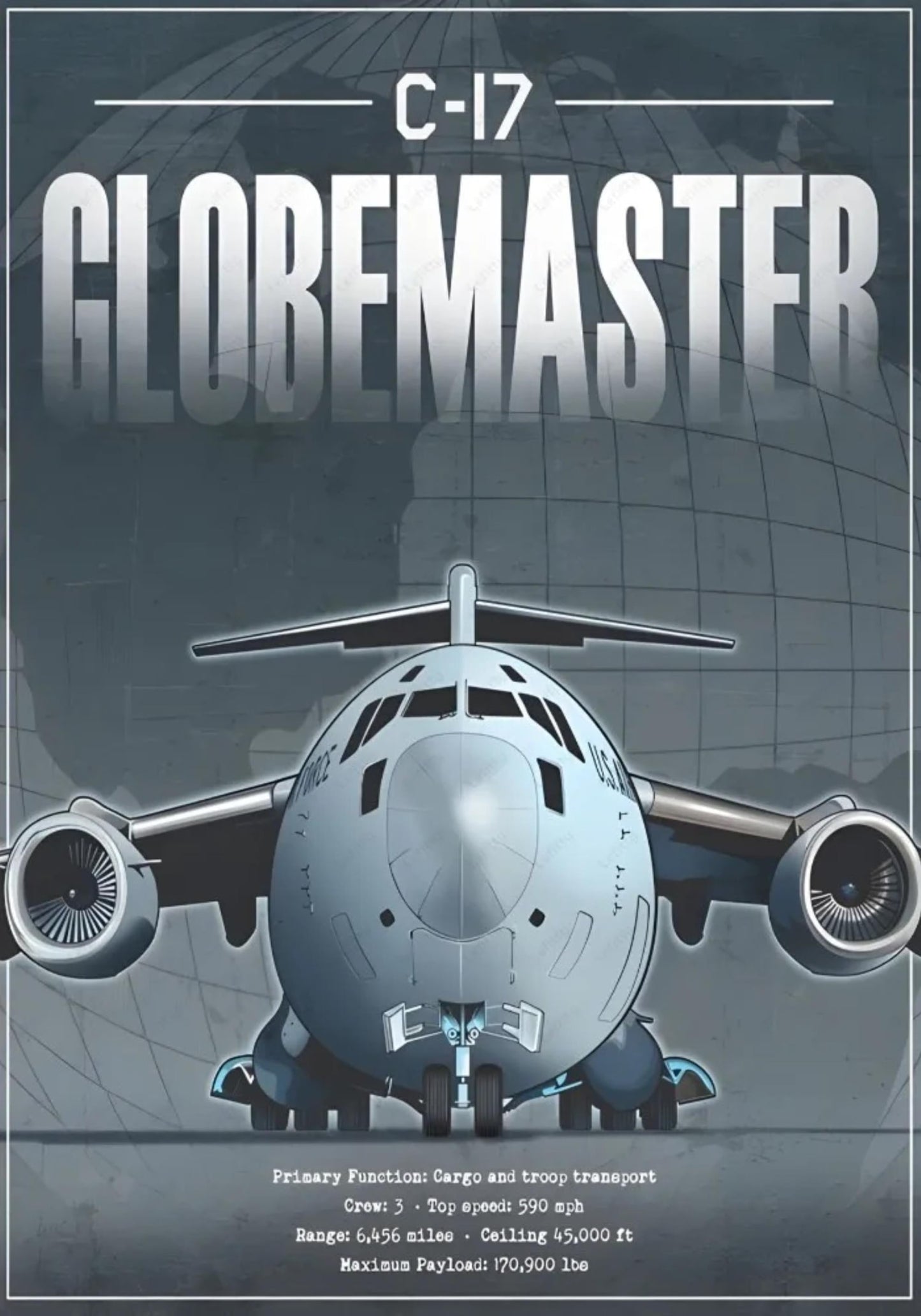Military Aircraft Print | C-17 Globemaster III Poster | Aviation Art for Home, Office, or Gallery Display