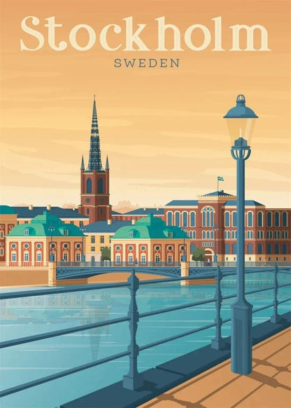 Stockholm Cityscape | Scenic Landmark Illustration