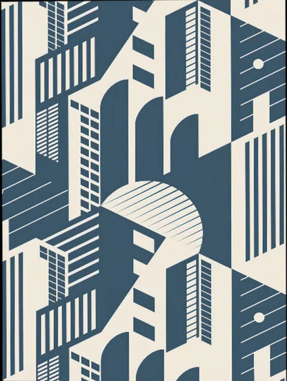 Bauhaus Metropolis Mirage | Abstract Cityscape Poster | Home Decor Artwork | Urban Wall Art