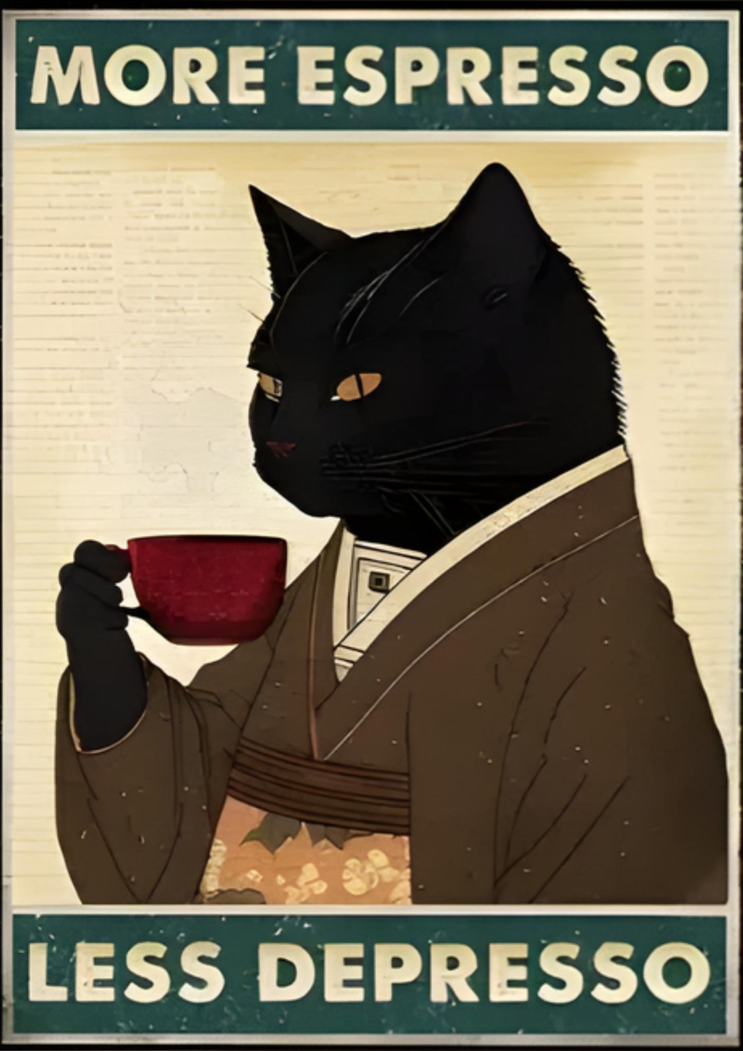 Black Cat Reading | Retro Funny Animal