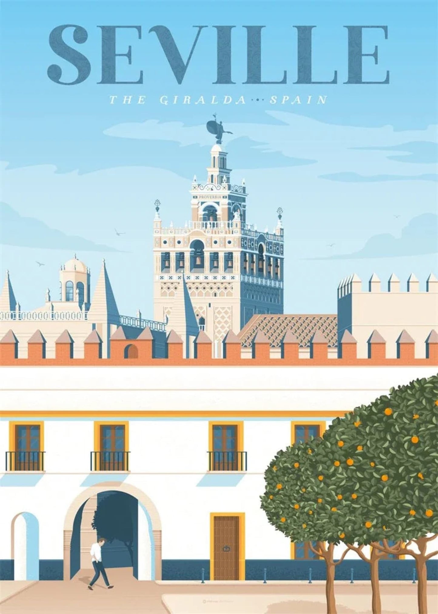 Iconic Destinations Poster | Seville, Spain | Scenic Travel Art Print for Home Decor