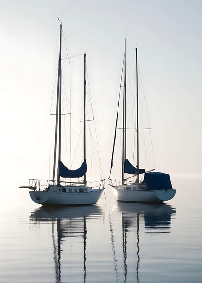 Two Sailing Boats at Sunrise | Vertical Seascape