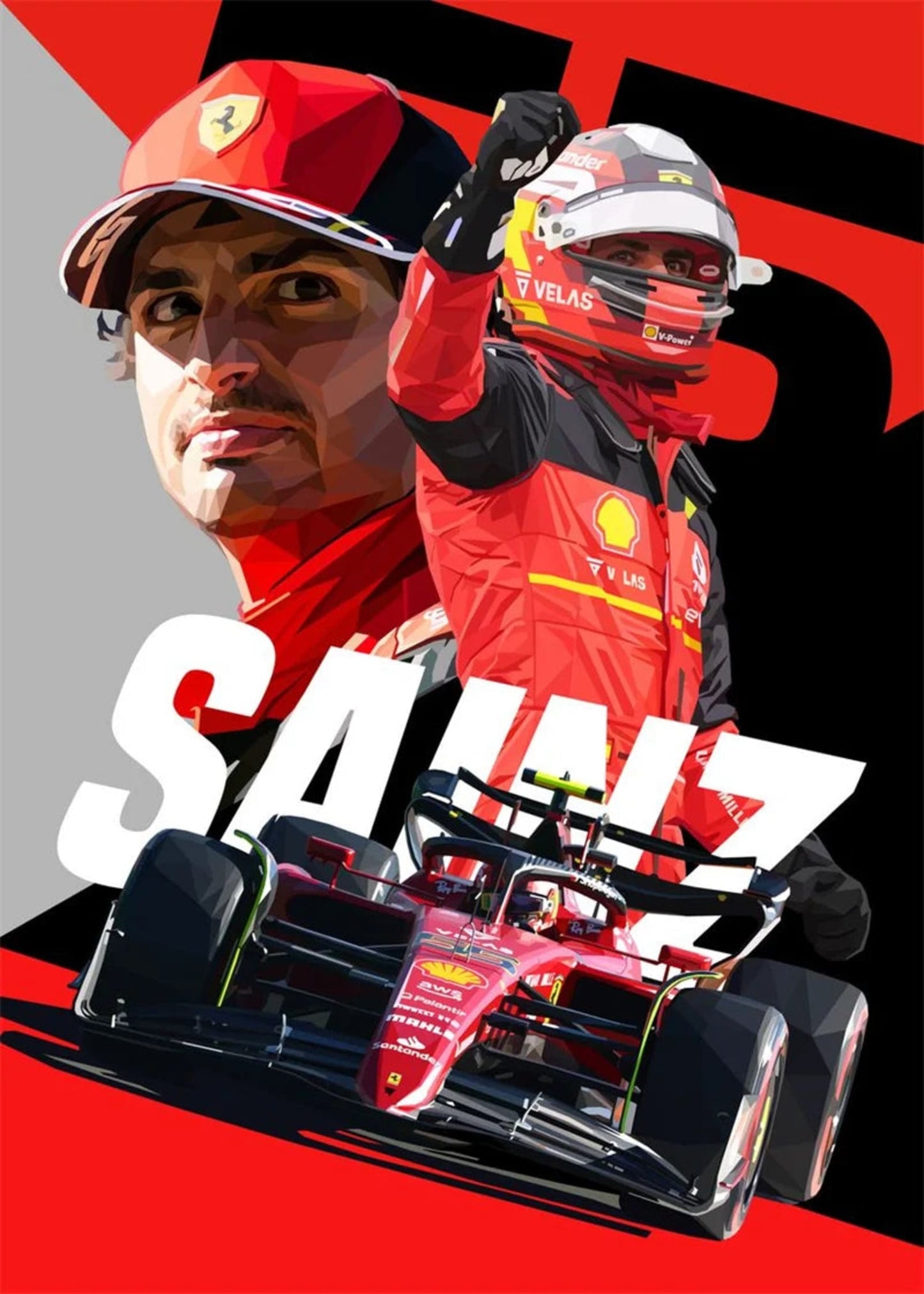 F1 Legend Poster | Racer Helmet Design | Carlos Sainz Formula 1 Art | Motorsport Wall Decor