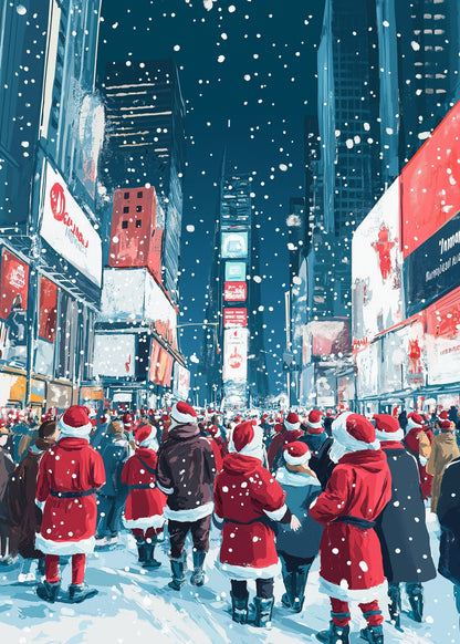Festive Times Square | Snowy Urban Night