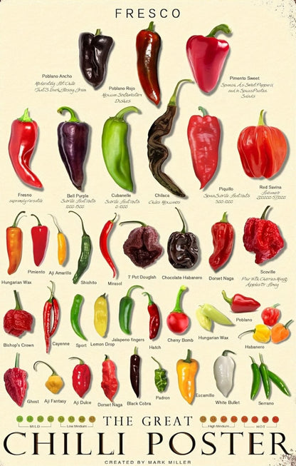 Vintage Kitchen | Kinds of Pepper | Chili