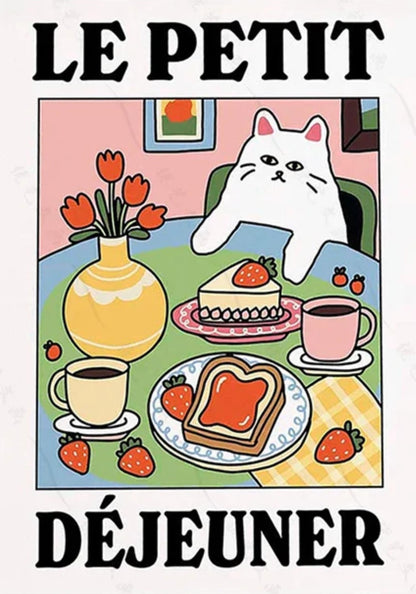 Le Petit Dejeuner | Vintage Kitchen Cat