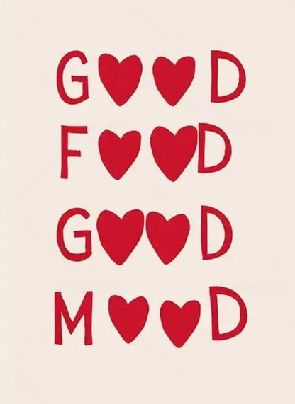 Good Food Good Mood | Minimalist Kitchen Art | Black & White