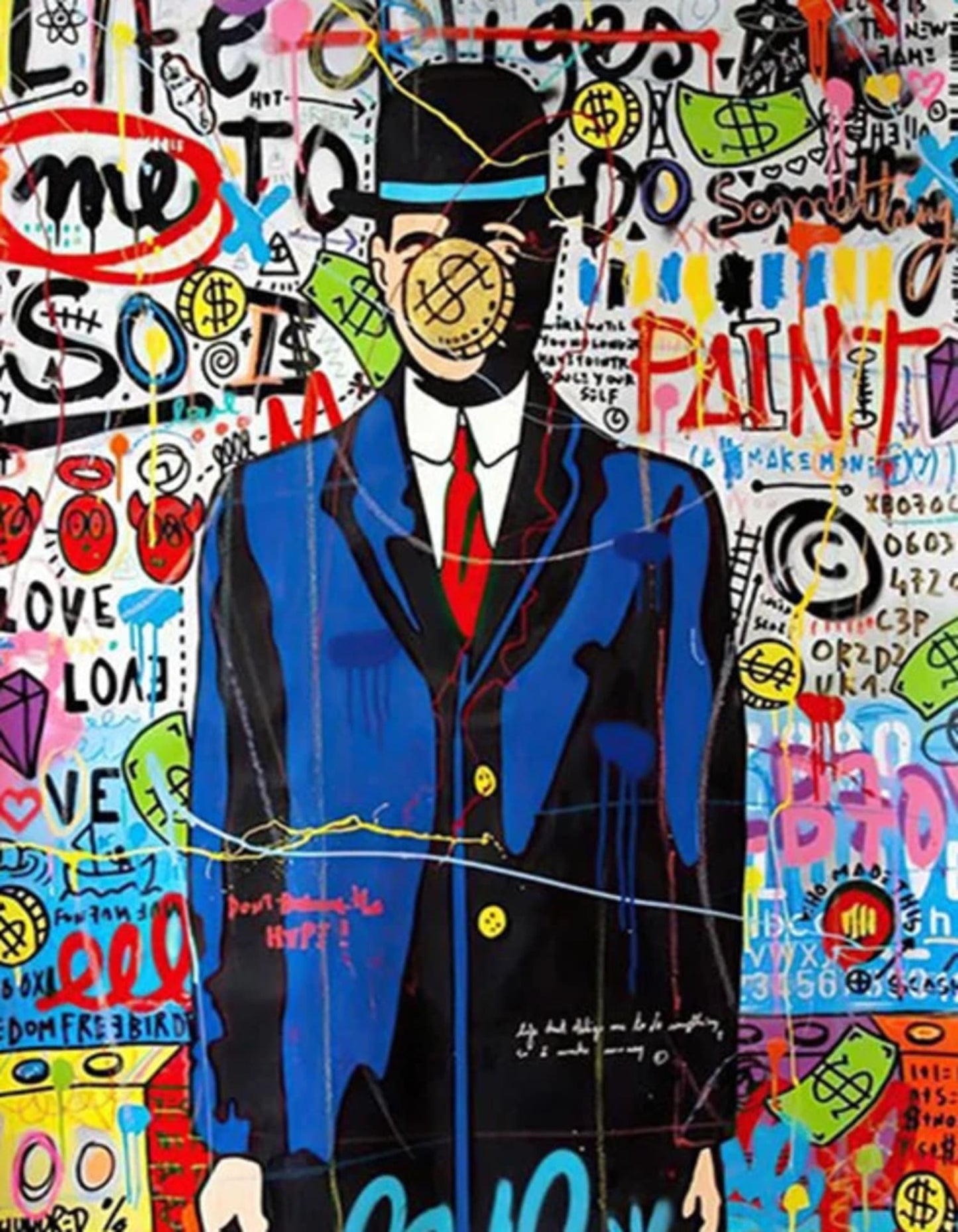 Abstract Queen of England Portrait Poster | Street Pop Graffiti Wall Art | Canvas Print for Living Room Decor