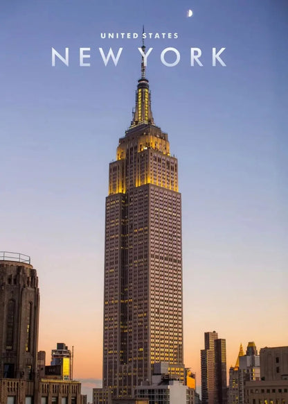 Empire State Building Poster | Dusk Skyline | New York City | Iconic Landmark | United States | Scenic Artwork