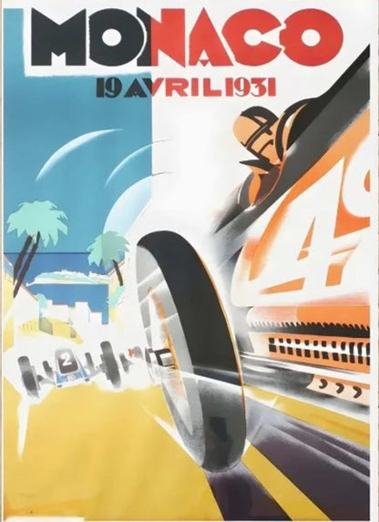 Legendary Motorsports Poster | Vintage 1931 Monaco Grand Prix | Classic Race Car Art Decor