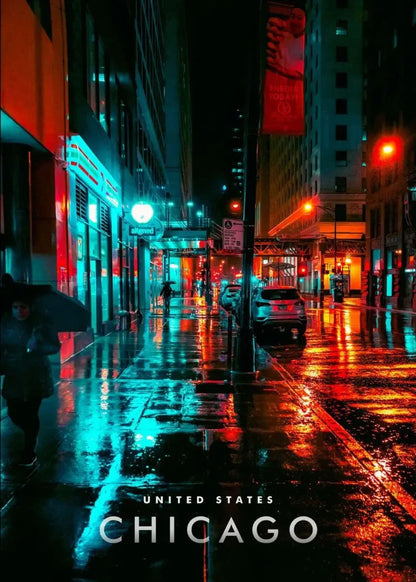 Chicago Rainy Night | Urban Cityscape