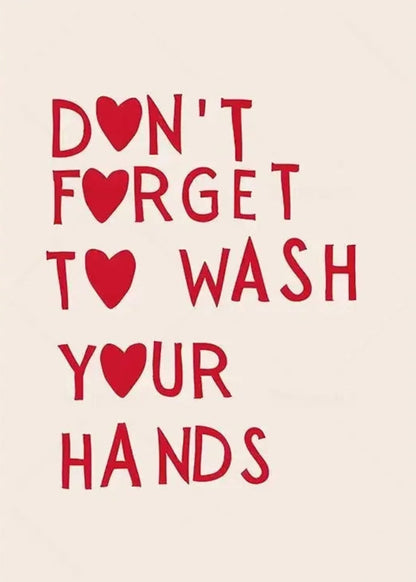 Hand Drawn Minimalist Bathroom Poster | Reminder Art | Don't Forget to Wash Your Hands | Wall Decor