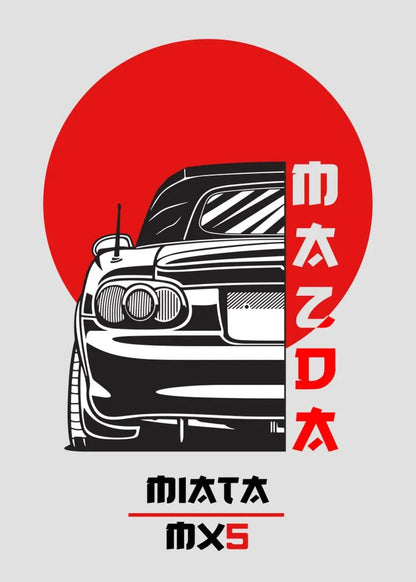 Japan Car | Mazda Miata MX5 Poster | Automotive Art Print | Wall Decor | Classic Sports Car | Japanese Vehicle | Home or Office Decor