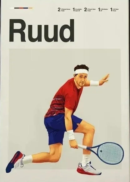Casper Ruud | Tennis Legend Poster | Modern Aesthetic Art | Sports Wall Decor