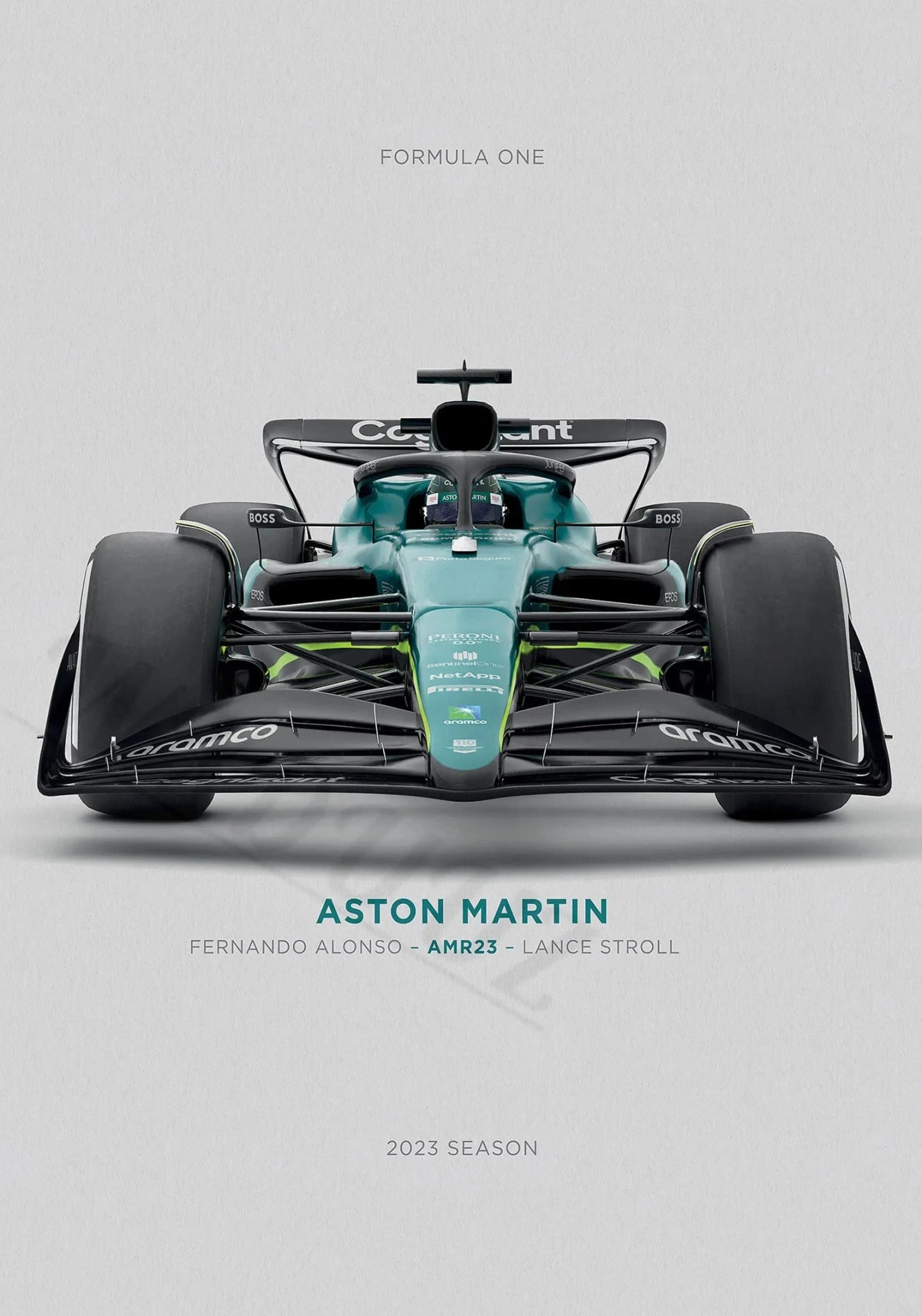 Aston Martin Poster | Fernando Alonso & Lance Stroll | AMR23 Formula 1 Racing | High-Speed Precision Artwork
