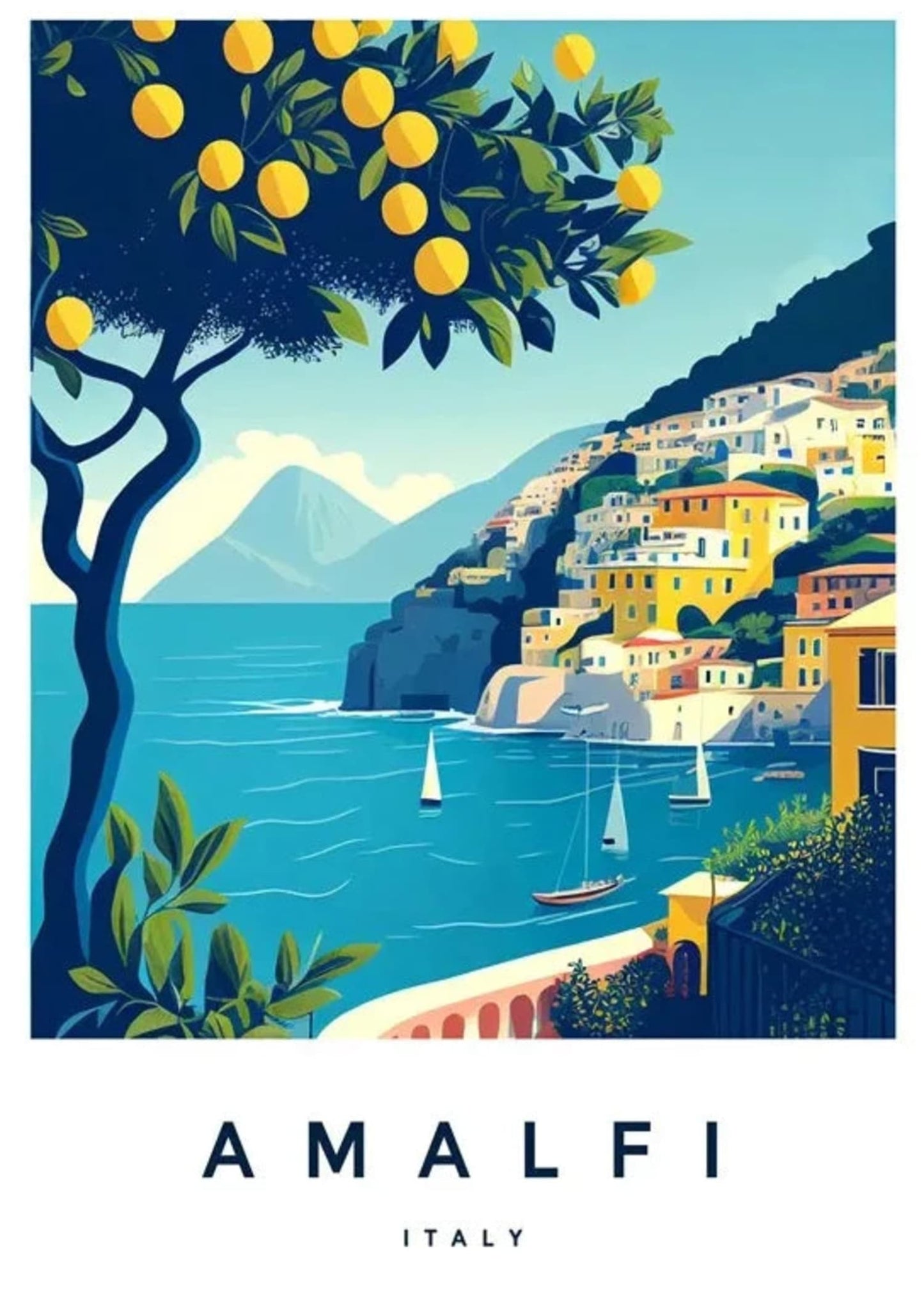 Amalfi Coast Vintage Scenic | Italian Seaside Decor